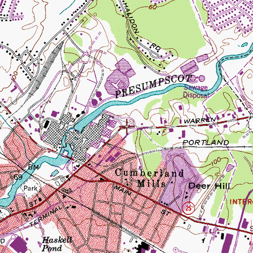 Topographic Map of Sappi Fine Paper Technology Center Library, ME