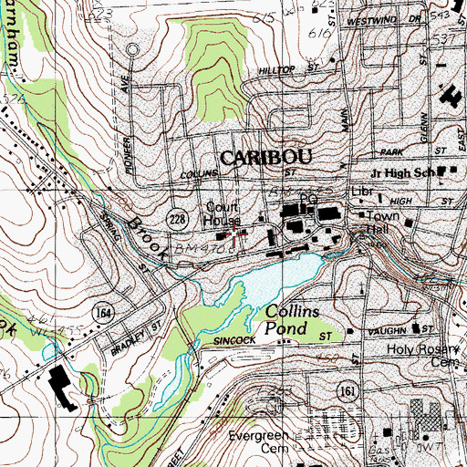 Topographic Map of Aroostook County Law Library Caribou, ME