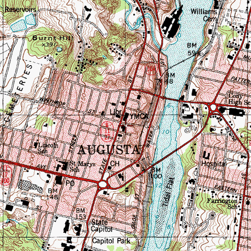 Topographic Map of Kennebec County Law Library, ME