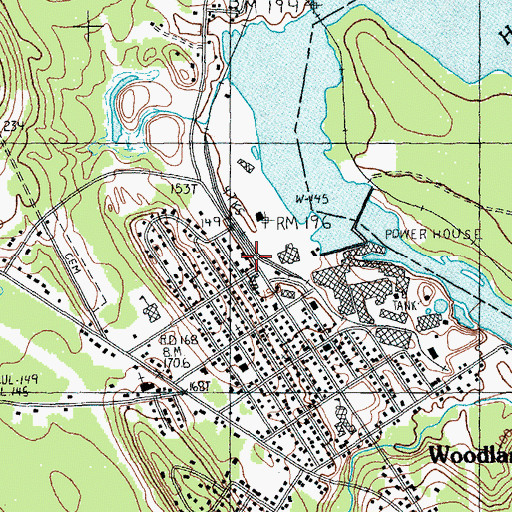 Topographic Map of Woodland Public Library, ME