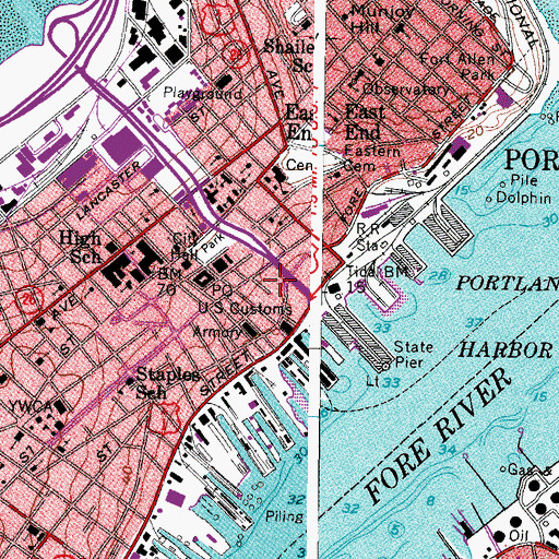 Topographic Map of Bernstein Shur Law Library, ME