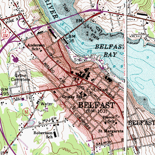 Topographic Map of Waldo County Law Library, ME