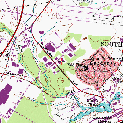 Topographic Map of Kaplan University South Portland Library, ME