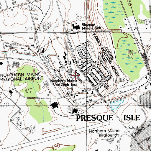 Topographic Map of Northern Maine Community College Library, ME