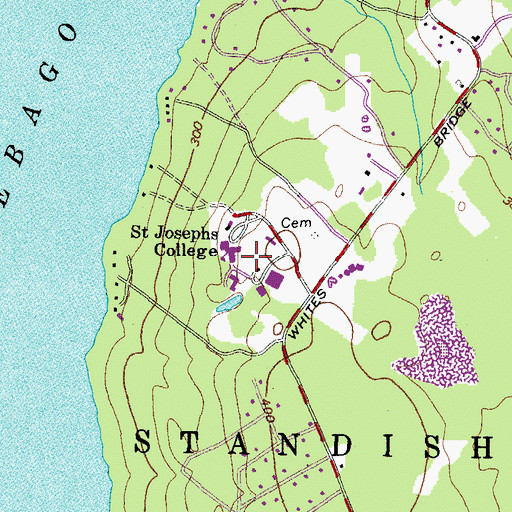 Topographic Map of Saint Joseph's College Wellehan Library, ME