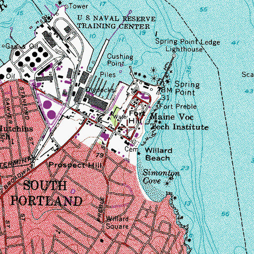 Topographic Map of Southern Maine Community College Library, ME
