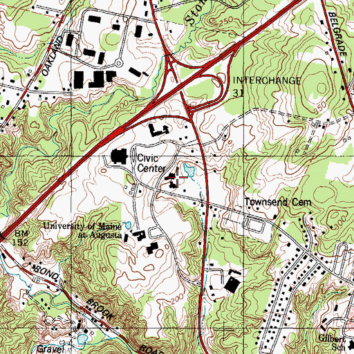 Topographic Map of University of Maine Augusta Katz Library, ME