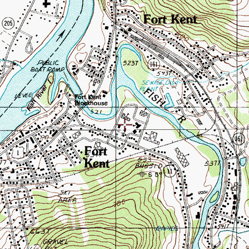 Topographic Map of University of Maine Fort Kent Blake Library, ME