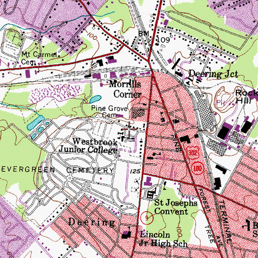 Topographic Map of Josephine S Abplanalp Library, ME