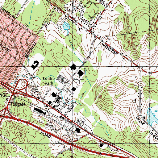 Topographic Map of University of Southern Maine Lewiston Auburn Library, ME