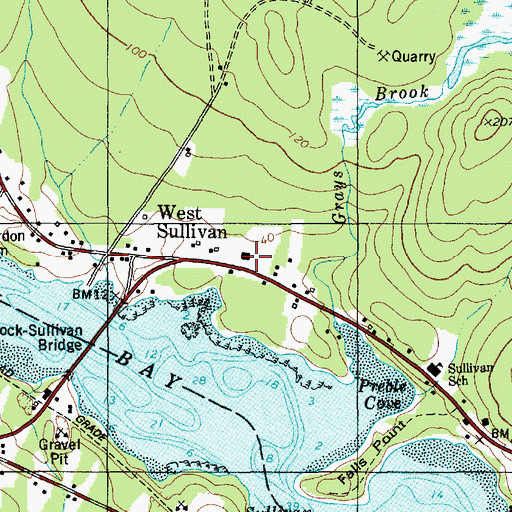 Topographic Map of Frenchman's Bay Library, ME