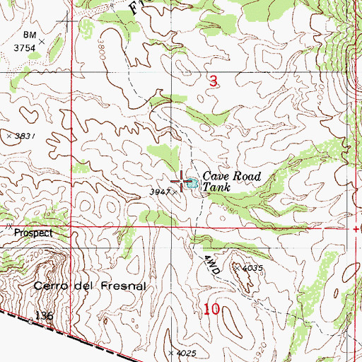 Topographic Map of Cave Road Tank, AZ