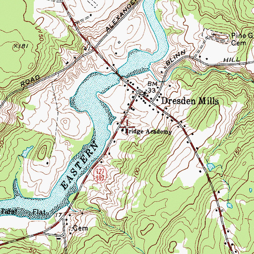 Topographic Map of Bridge Academy Public Library, ME