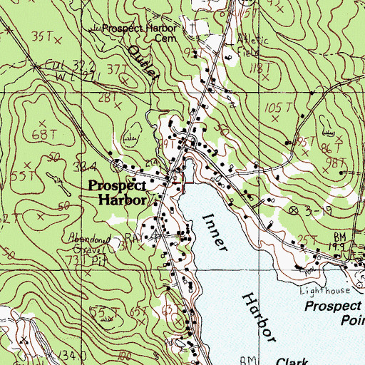 Topographic Map of Dorcas Library, ME