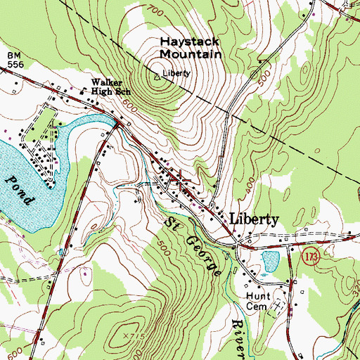 Topographic Map of Ivan O Davis Liberty Library, ME