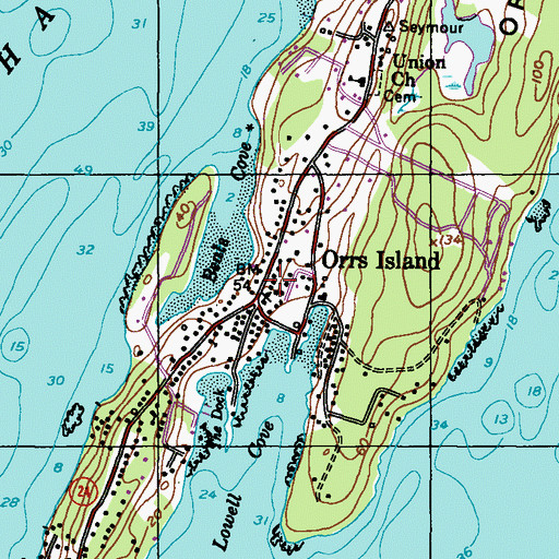 Topographic Map of Orr`s Island Library, ME