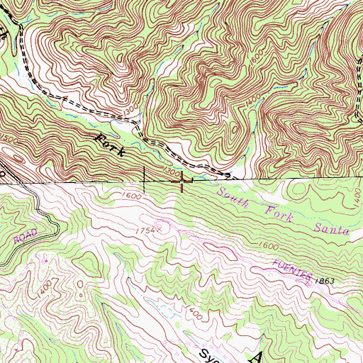 Topographic Map of South Fork Santa Rita Creek, CA