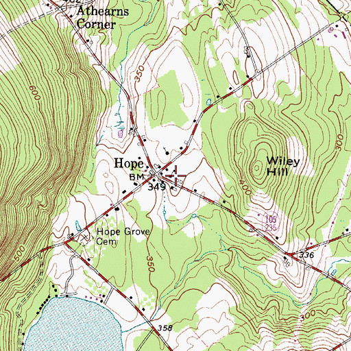 Topographic Map of Hope Library, ME
