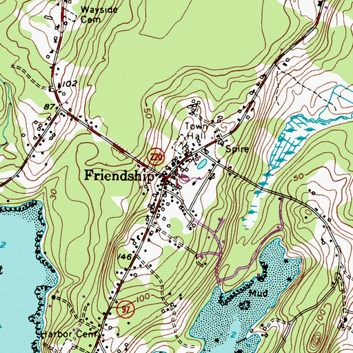 Topographic Map of Friendship Public Library, ME