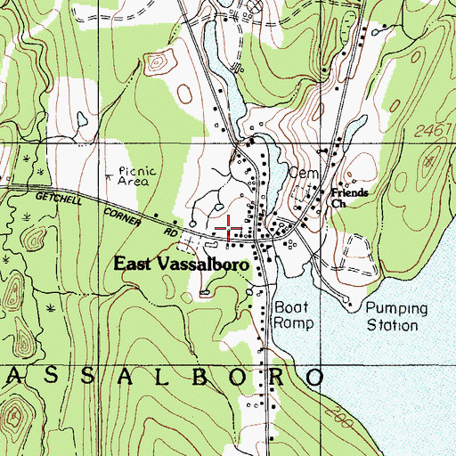 Topographic Map of Vassalboro Public Library, ME