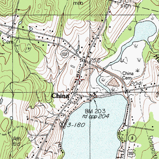 Topographic Map of Albert Church Brown Memorial Library, ME