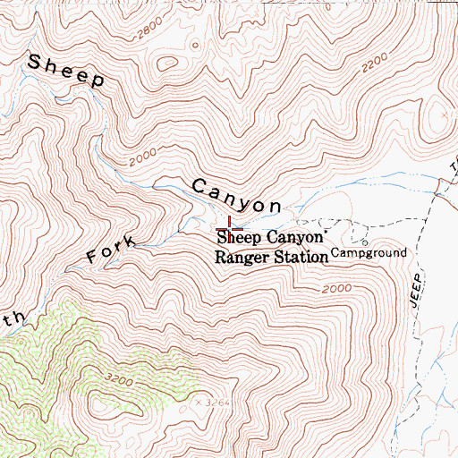 Topographic Map of South Fork Sheep Canyon, CA