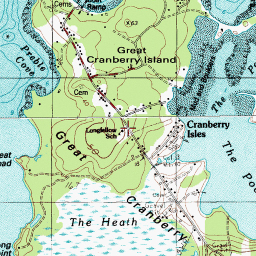 Topographic Map of Great Cranberry Library, ME