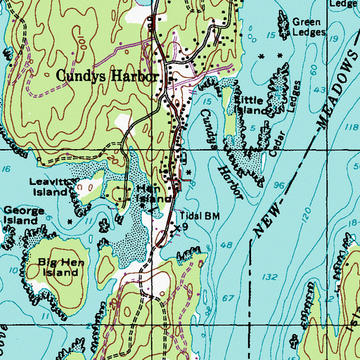 Topographic Map of Cundys Harbor Library, ME