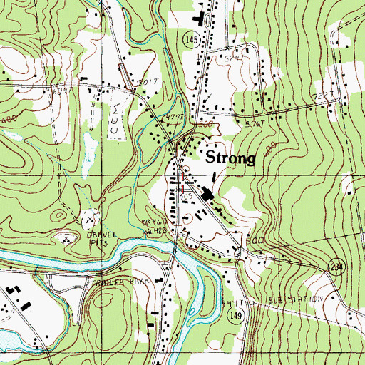 Topographic Map of Strong Public Library, ME