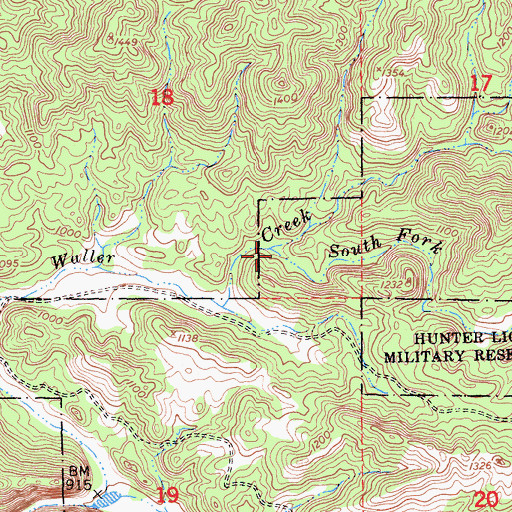 Topographic Map of South Fork Waller Creek, CA