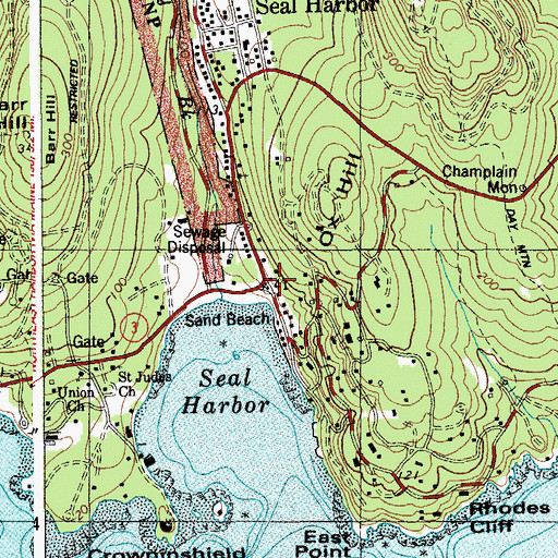 Topographic Map of Seal Harbor Library, ME