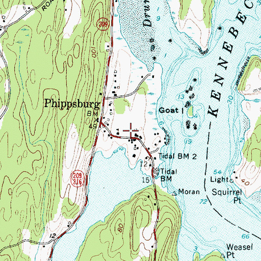 Topographic Map of Albert F Totman Library, ME