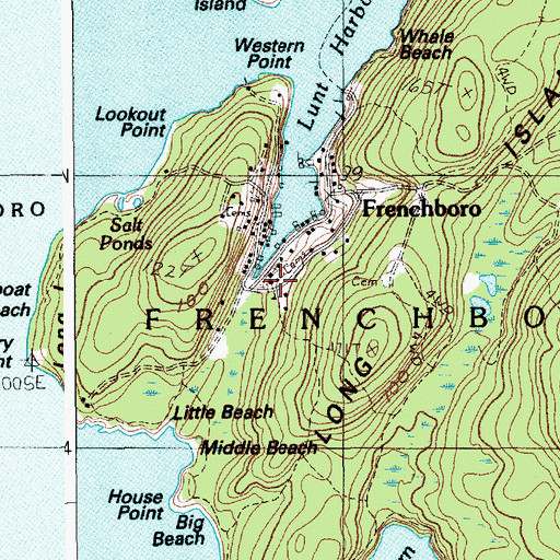 Topographic Map of Frenchboro Public Library, ME
