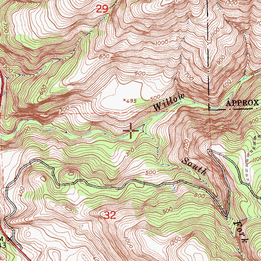 Topographic Map of South Fork Willow Creek, CA