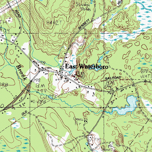 Topographic Map of Waterboro Public Library, ME