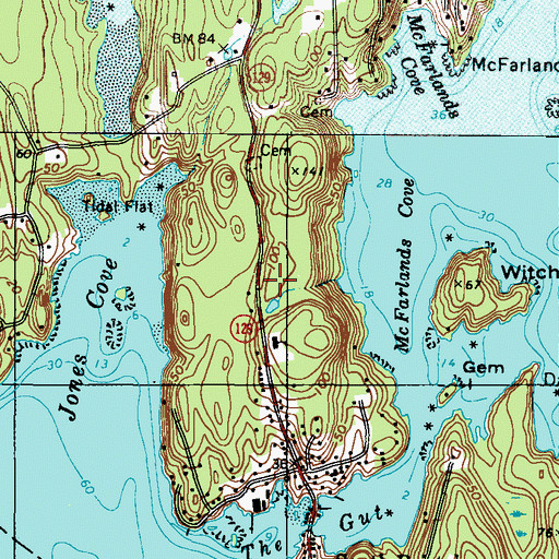 Topographic Map of Rutherford Library, ME