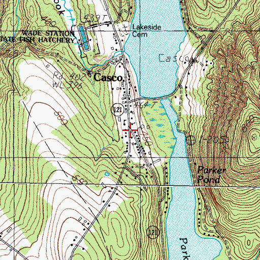 Topographic Map of Casco Public Library, ME