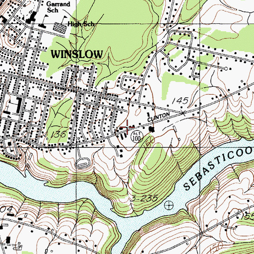 Topographic Map of Winslow Public Library, ME