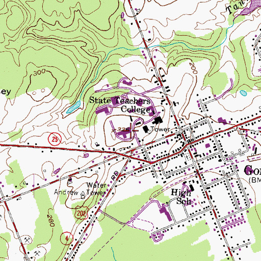 Topographic Map of Gorham Campus Library, ME