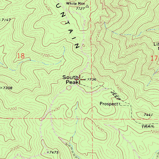 Topographic Map of South Peak White Mountain, CA