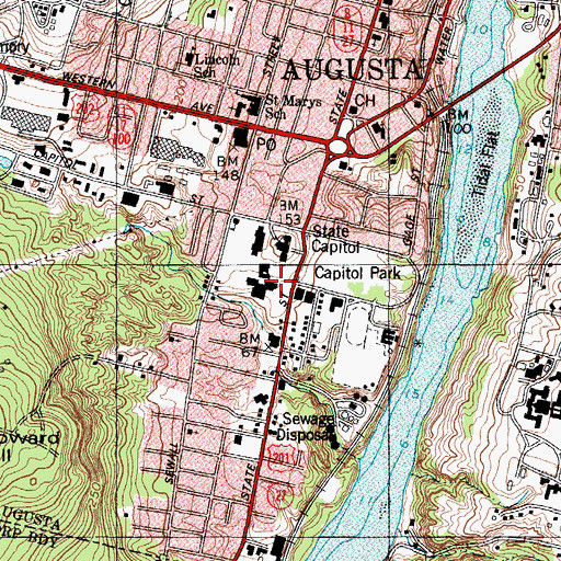Topographic Map of Maine State Library, ME