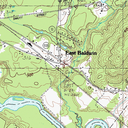 Topographic Map of Brown Memorial Library, ME