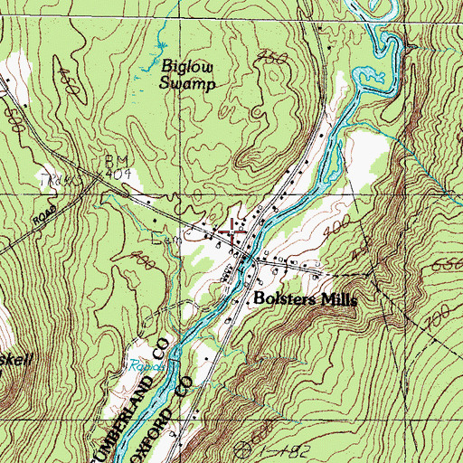 Topographic Map of Bolsters Mills Village Library, ME