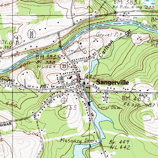 Topographic Map of Sangerville Public Library, ME