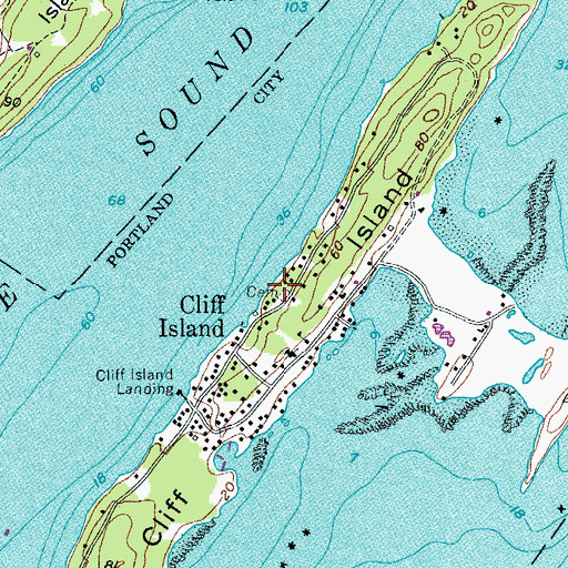 Topographic Map of Cliff Island Library, ME