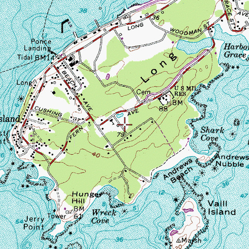 Topographic Map of Long Island Community Library, ME