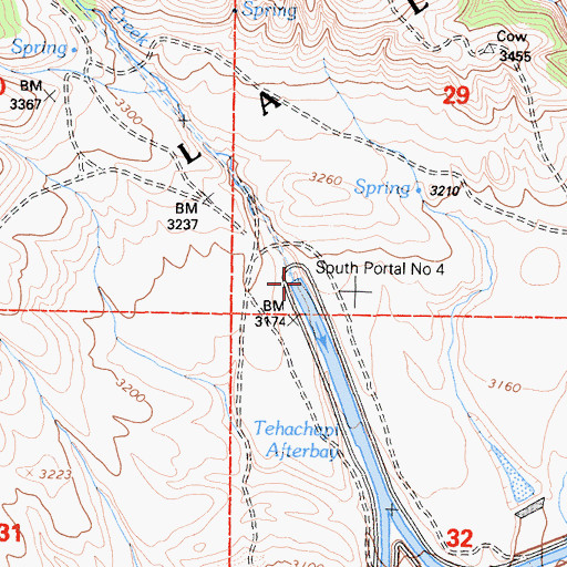 Topographic Map of South Portal Number Four, CA