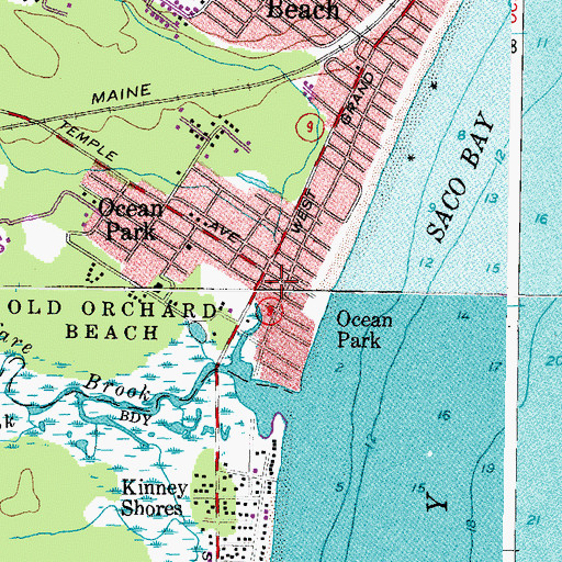 Topographic Map of Ocean Park Memorial Library, ME