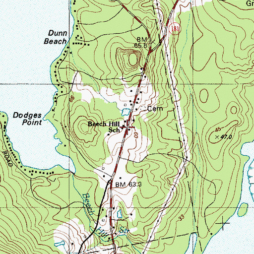Topographic Map of Otis Public Library, ME