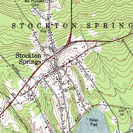 Topographic Map of Stockton Springs Community Library, ME